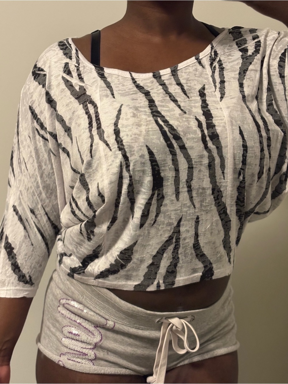 Vintage Made in USA Robin K. Black and White Zebra Print Shirt